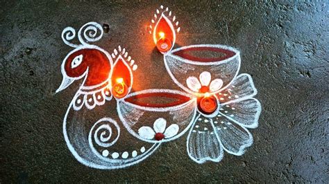 Karthigai Deepam Diya Peacock Rangoli Simple Diya Rangoli Deepam