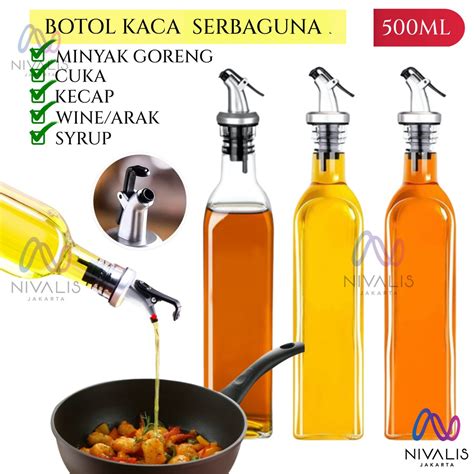 Jual Botol Minyak Kaca Ml Botol Cuka Kecap Set Pourer Penutup Tempat