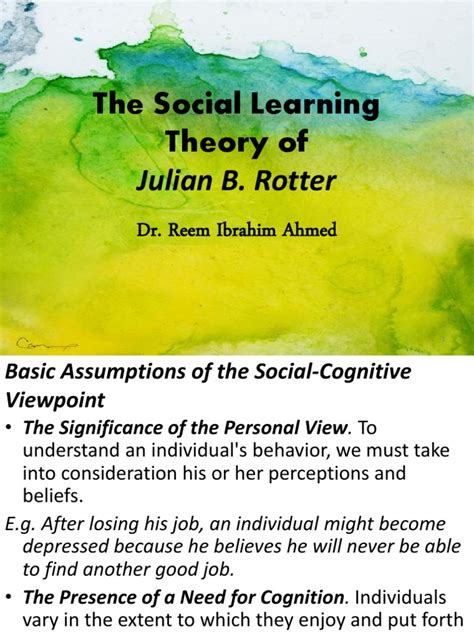 The Social Learning Theory of Rotter | PDF | Reinforcement | Psychotherapy