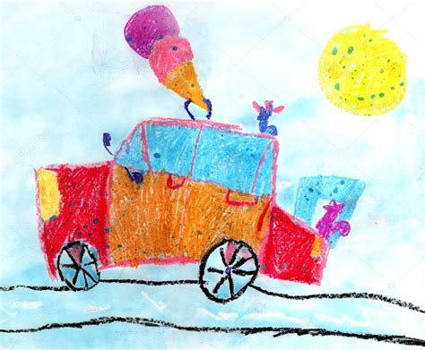 Funny children's drawing. Car. — Stock Photo © taniasneg #92587798