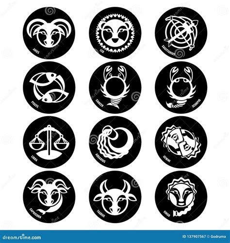 Astrology Symbols Zodiac Signs Vector Isolated Icons Stock Vector