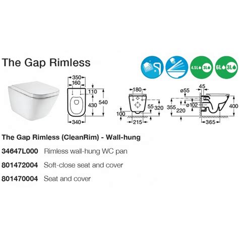 Roca Gap Rimless Wall Hung Toilet