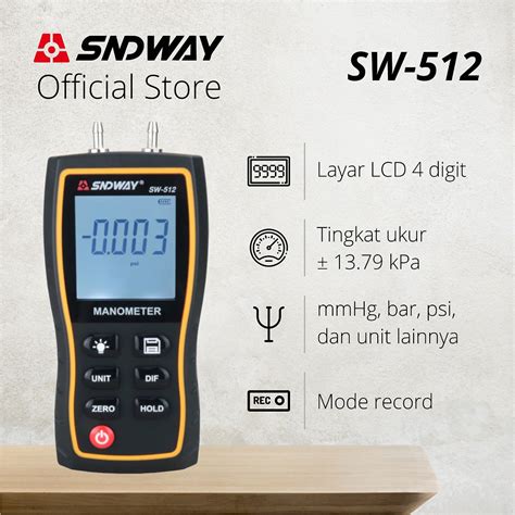 SNDWAY Digital Manometer Air Pressure Pengukur Tekanan SW 512 SNDWAY