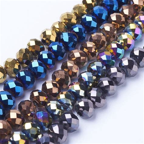 China Factory Electroplate Transparent Glass Beads Strands Full Plated