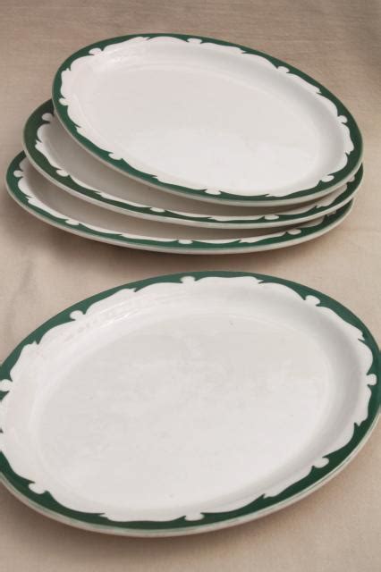 Deco Airbrush Stencil China Restaurant Ware Oval Plates Vintage