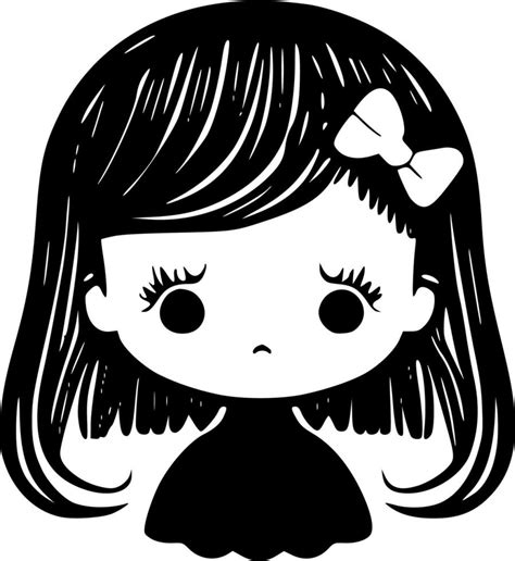 Baby Girl, Black and White Vector illustration 23557840 Vector Art at Vecteezy