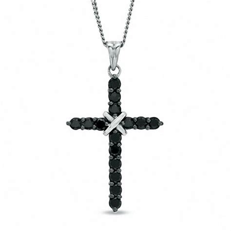 1 Ct Tw Enhanced Black Diamond Cross Pendant In Sterling Silver