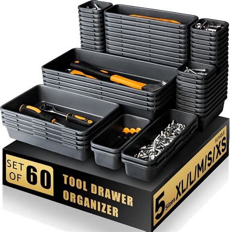 60 Pcs Upgraded Flyvole Tool Box Organizer Tray Toolbox Desk Drawer Organizer Tool Box Tray