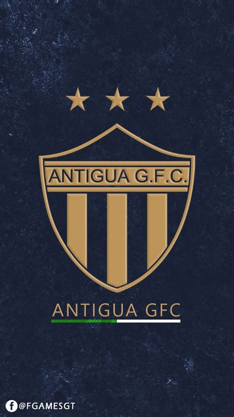 the logo for an antiqua soccer team on a dark blue background with gold stars