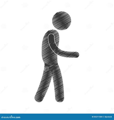 Drawing Man Walking Side View Figure Pictogram Royalty-Free Cartoon ...