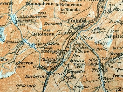 Antique 1913 Martigny Switzerland Map From Baedekers Guide | Etsy