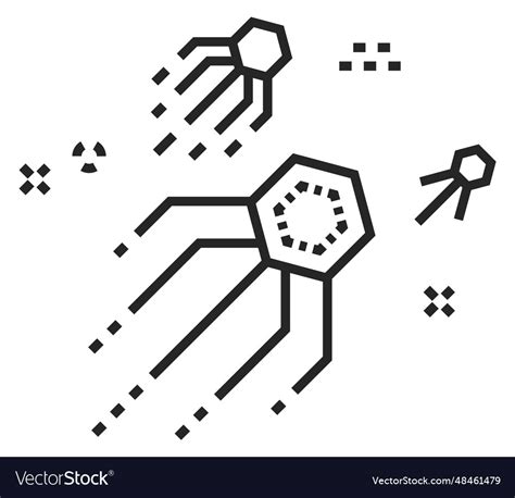 Nano Robots Linear Icon Future Science Tech Vector Image