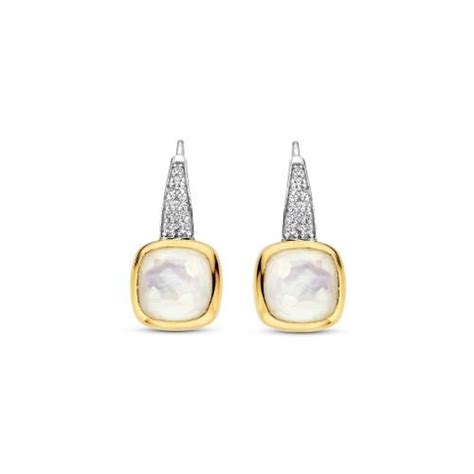 Boucles D Oreilles Ti Sento 7969MW Argent Doré Doublé Nacre Carré Et