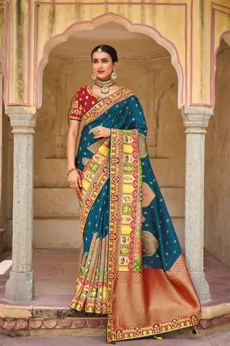 Embroidered Pure Dola Viscose Saree In Teal Blue Ucchal Fashion