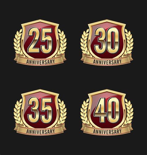 Premium Vector Anniversary Badges Set Of Four Luxury Anniversary Badges