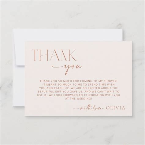 Minimal Boho Modern Terracotta Bridal Shower Thank You Card Zazzle