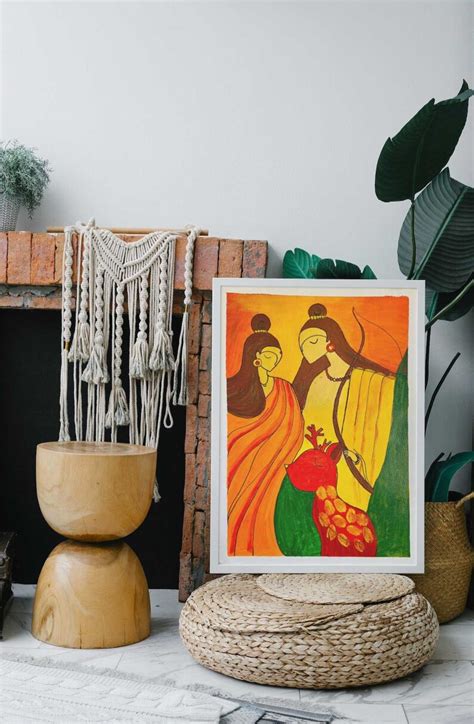 Lord Ram Sita Painting on Canvas, Livingroom Decor, Hindu Wall Art ...