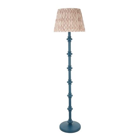 Carnaby Marlin Blue Floor Lamp With Ikat Shade In Neutral Floor Lamp