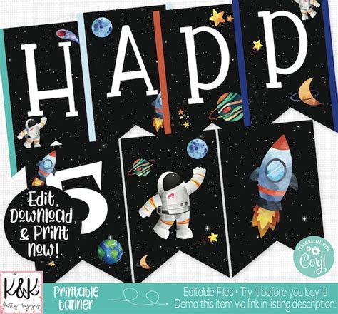 Outer Space Birthday Banner Outer Space Birthday Party Decorations