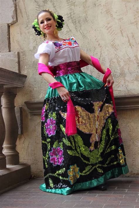 Vestido China Poblana Profesional In Green Skirt Mariachi Suit