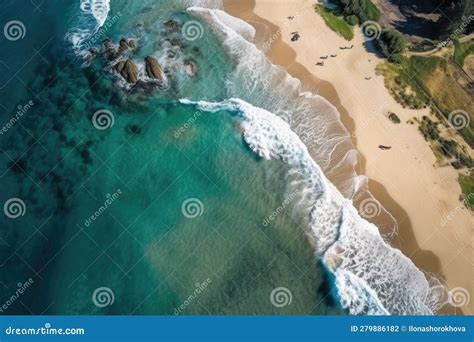 Ai Generated Aerial Top View Of Cargo Maritime Ship With Contrail In