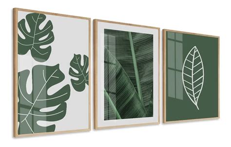 Quadro Decorativo Folhagens Verdes Costela De Adão Vidro