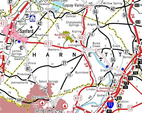 Highway Map of Harnett County, North Carolina - 21st Century North Carolina Air Quality