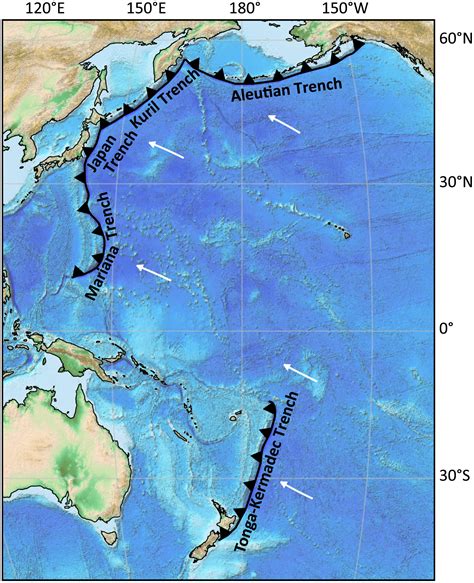 Pacific Ocean Trenches Map