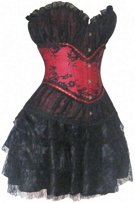 Black And Red Corset With Skirt Red Corset Dress Corset Dress Lace Corset Dress