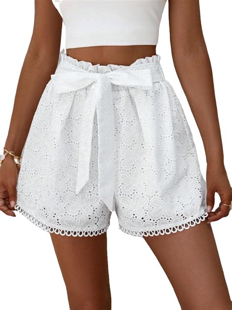 Boho Plain Wide Leg White Women Shorts Womens