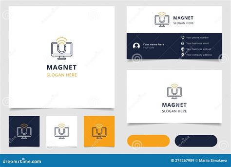 Magnet Logo Design With Editable Slogan Branding Book And Business