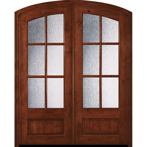 ESWDA 72x96 Exterior Knotty Alder 96in Double 6 Lite Arch Top TDL