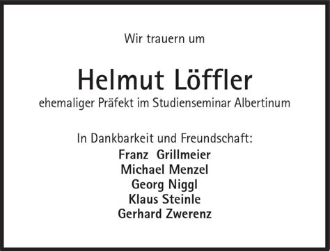 Traueranzeigen von Helmut Löffler SZ Gedenken de