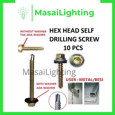 10pcs Self Drilling Hex Head Roofing Awning Screw Metal Spandex