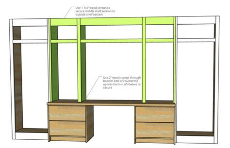 DIY Library Bookshelf With Desk PRINTABLE BUILDING PLANS