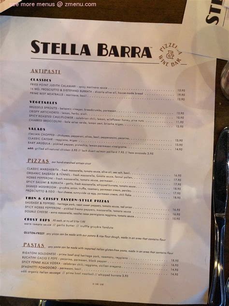 Online Menu Of Stella Barra Pizzeria And Wine Bar Restaurant Los Angeles California 90028 Zmenu