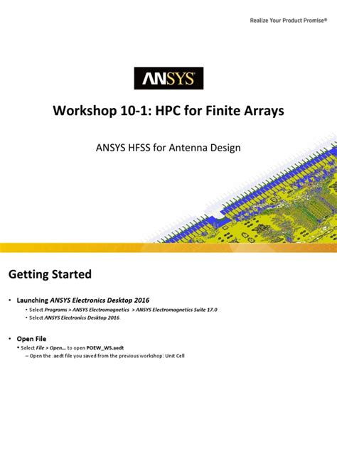 Workshop 10 1 Hpc For Finite Arrays Ansys Hfss For Antenna Design