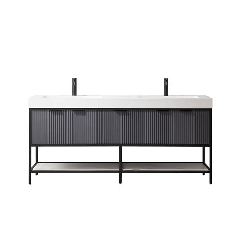 Vinnova Marcilla 72" Double Sink Bath Vanity In Grey With One-Piece Co