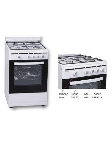 Cocina Rommer Vch455 Butano 4 Fuegos Blanco Horno Valvulada Encimera Bca