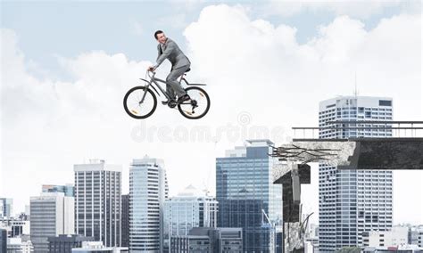 Businessman Commuting To Work By Bike Stock Photo Image Of Cyclist