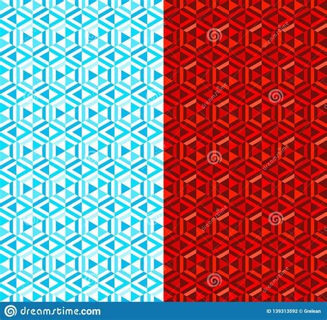 Abstract Geometric Seamless Pattern In Two Color Variants Stock Vector