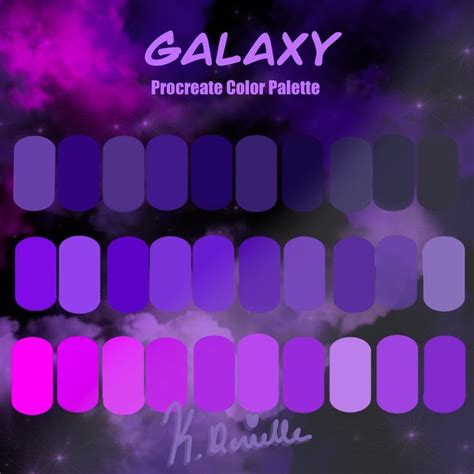 Purple Galaxy Procreate Color Palette Color Swatch Digital