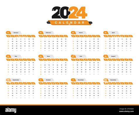 Modern corporate abstract calendar date format template design for 2024 ...