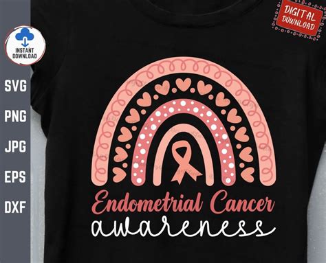 Endometrial Cancer Awareness Rainbow Svg Endometrial Cancer Etsy