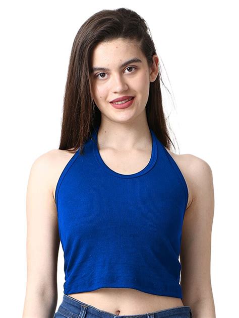 Buy Caredone Halter Neck Sleeveless Lyocell Crop Top Tops For Women 25550276 Myntra