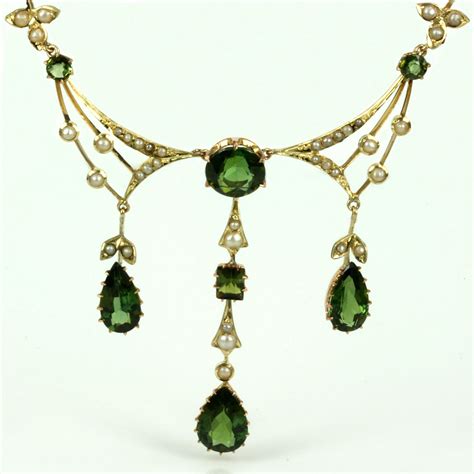 Buy Antique Tourmaline And Pearl Necklace Kalmar Antiques