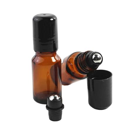 Thick Amber 5ml 10ml Mini Roll On Glass Essential Oil Bottles With