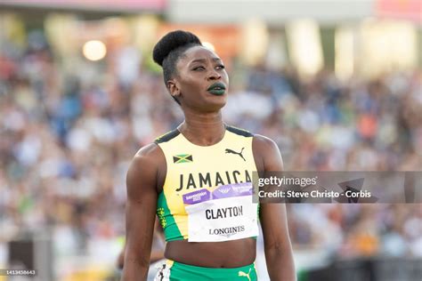 Rushell Clayton Of Jamaica Runs In The Womens 400m Hurdles Final