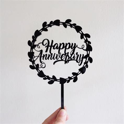 Ready Stock Cake Topper Happy Anniversary Floral Naked Cakes