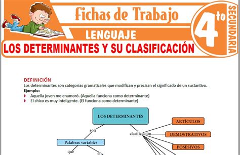 Los Determinantes Y Su Clasificación Para Cuarto De Secundaria Fichas